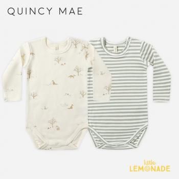 <img class='new_mark_img1' src='https://img.shop-pro.jp/img/new/icons1.gif' style='border:none;display:inline;margin:0px;padding:0px;width:auto;' />Quincy Mae JERSEY BODYSUIT (3-6/6-12)  FOX LAND/FERN STRIPE 2祻å Ĺµѡ AW25 QM281MNGM KTZ