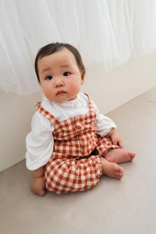 Paprika Gingham Salopette | ベビーサロペット - Little