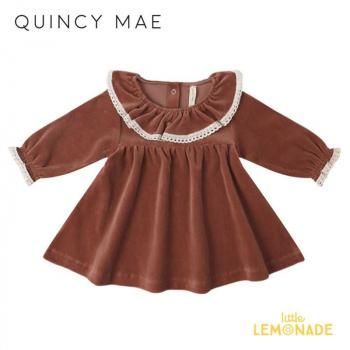 <img class='new_mark_img1' src='https://img.shop-pro.jp/img/new/icons1.gif' style='border:none;display:inline;margin:0px;padding:0px;width:auto;' />Quincy Mae VELOUR BABY DRESS (2-3/4-5) CRANBERRY ԡ AW25 QM458FORE