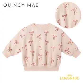 <img class='new_mark_img1' src='https://img.shop-pro.jp/img/new/icons1.gif' style='border:none;display:inline;margin:0px;padding:0px;width:auto;' />Quincy Mae RELAXED FLEECE SWEATSHIRT (6-12/12-18/18-24/2-3/4-5) RED BOWS AW25 QM454BDSB