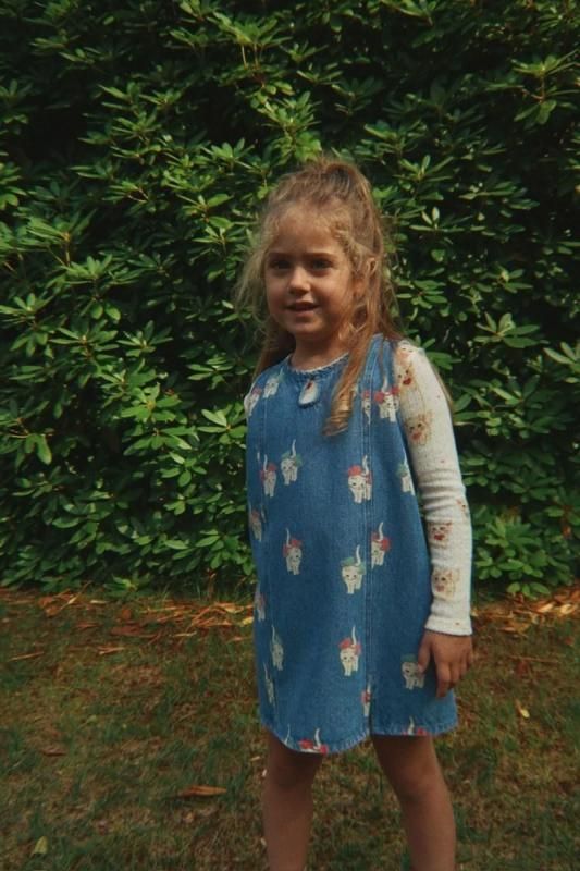 Konges Sloejd - MAGOT DRESS GOTS-BOW KITTY DENIM- Little Lemonade