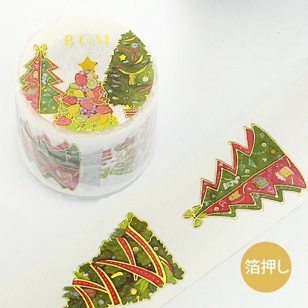 クリスマス クリスマスツリー 和紙 金箔押し 3cm 5m Bgm マスキングテープ