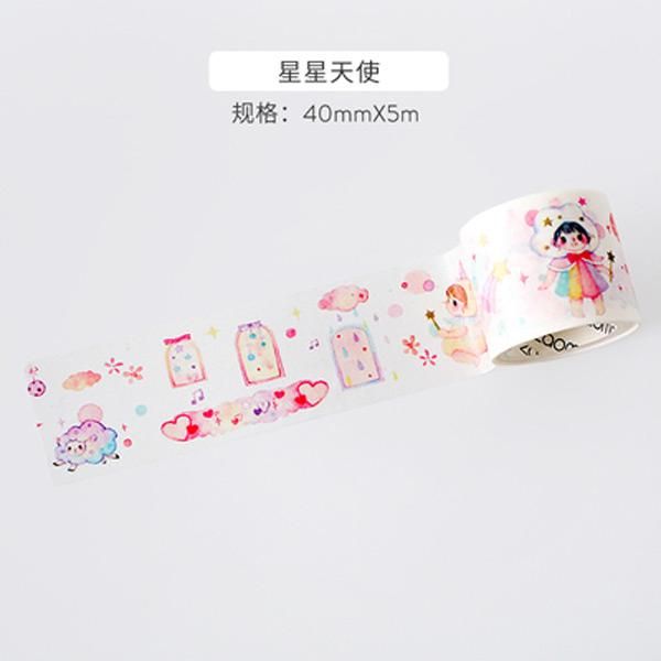 星星天使 特殊インク 40mm 早沫 海外マスキングテープ 星星天使 特殊インク 40mm 早沫 海外マスキングテープ
