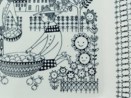 アラビア　エミリア　スクエアプレート　飾り皿北欧ヴィンテージ食器　ヴィンテージ ARABIA アラビア Emilia エミリア スクエアプレート（18cm）- 北欧雑貨