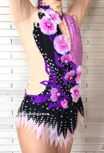 すぐ発送❗️新体操競技用レオタード　　　　676 競技用レオタード FR17-JU06ラインストーン無し(ペインティング