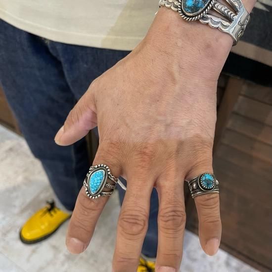 Navajo Clendon Pete キングマン ターコイズリング22号