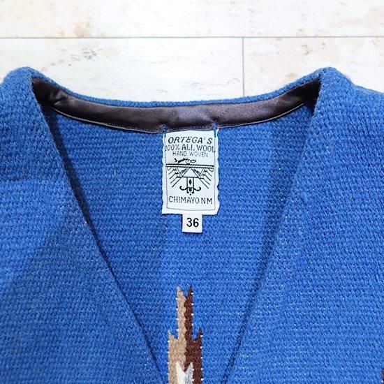 36】ORTEGA'S WEAVING ベスト ブルー - インディアンジュエリー 36】ORTEGA'S WEAVING ベスト ブルー - インディアンジュエリー
