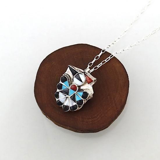 インディアンジュエリー　インレイ　トップ　ヘッド　ネックレス インディアンジュエリー インレイ トップ ヘッド ネックレス Indian