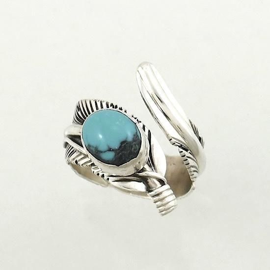 【フェザーデザイン】ターコイズ リング 【インディアンジュエリー】 フェザーデザイン】ターコイズ リング 【インディアンジュエリー】
