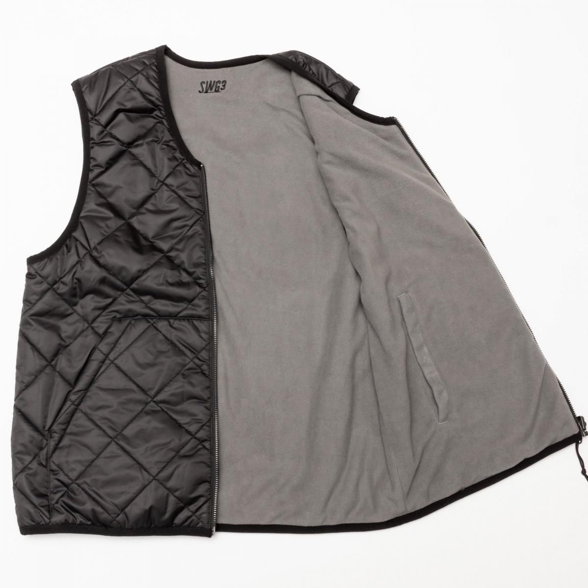 QUILT REVERSIBLE VEST, BLACK&GRAY - THE SWINGGGR ONLINE STORE QUILT REVERSIBLE VEST, BLACK&GRAY - THE SWINGGGR ONLINE STORE