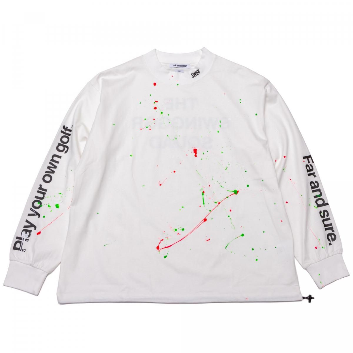 MOCK NECK L/TEE - B, PAINTED, WHITE - THE SWINGGGR ONLINE STORE MOCK NECK L/TEE - B, PAINTED, WHITE - THE SWINGGGR ONLINE STORE