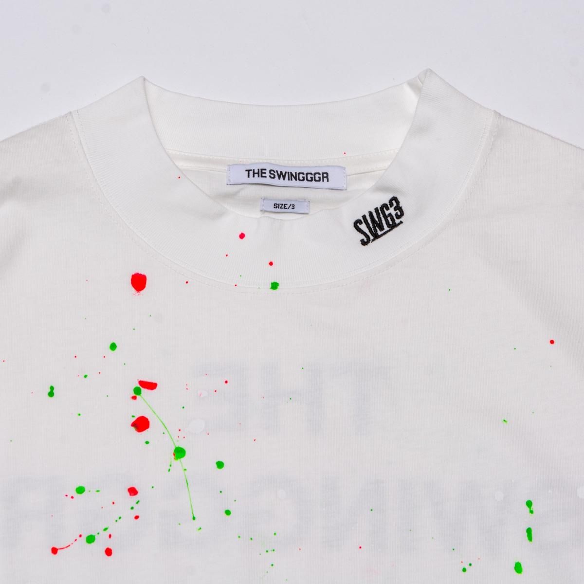 MOCK NECK L/TEE - B, PAINTED, WHITE - THE SWINGGGR ONLINE STORE