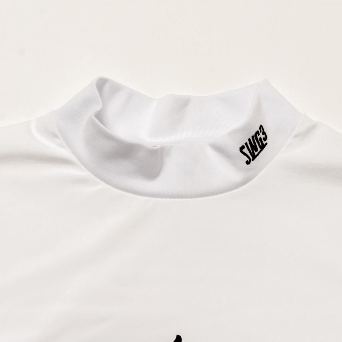 DOUBLE COL MOCK NECK TEE, WHITE - THE SWINGGGR ONLINE STORE