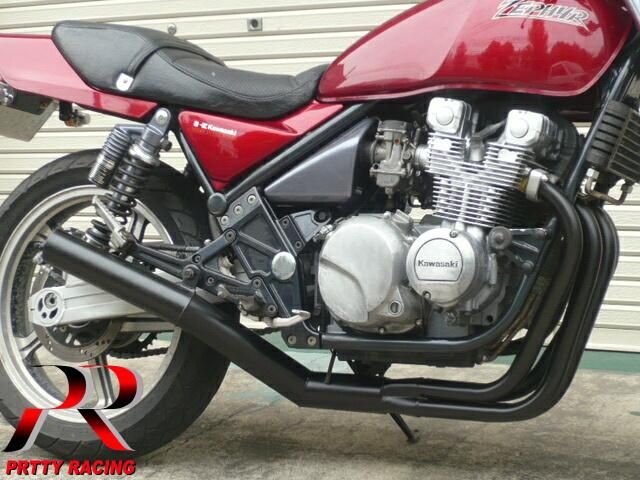 ゼファー400/χ ショート管 黒 フランジ付 マフラー ゼファー400/χ ショート管 黒 フランジ付 マフラー