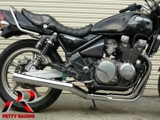 PRETTYRACING SPIDER ゼファー750 Z2 バズーカー タイプ ショート管 メッキ フランジ無