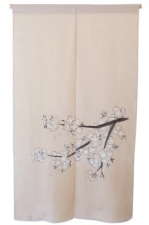手描き麻「枝桜」縦150cm×横90cm