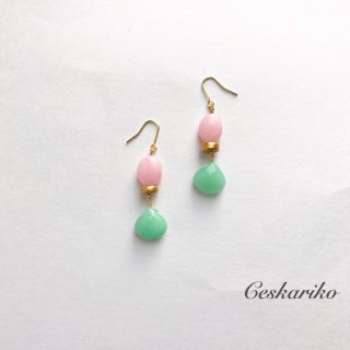 Contrast pierce(earring)〜PINK and GREEN〜