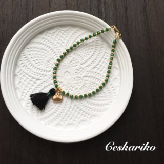 Mini tassel bracelet〜GREEN〜
