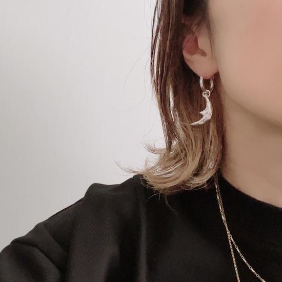 Silver925】顔のある月と星のフープピアス
