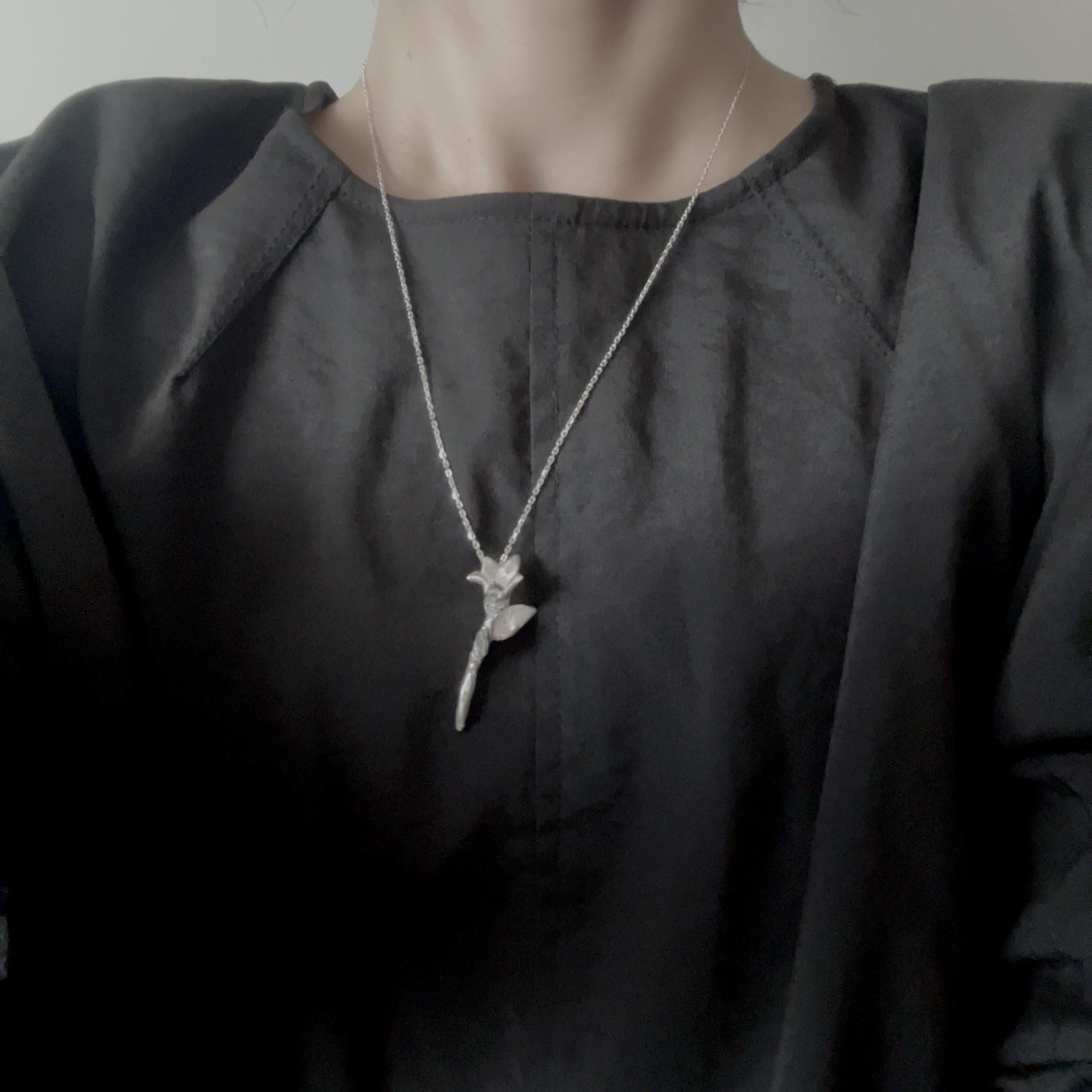 Silver925｜銀色の世界の花 ネックレス - Ceskariko