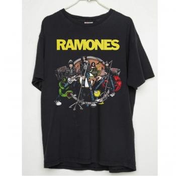 RAMONES Live Cartoon Vintage/BLACK, Tシャツ - メタルTシャツ専門店 