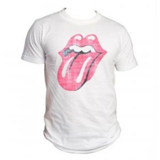 THE ROLLING STONES Classic Distressed Tongue On White, Tシャツ