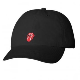 THE ROLLING STONES Classic Logo Dad Hat On Black, キャップ
