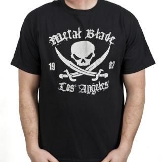 METAL BLADE RECORDS Pirate Logo Silver on Black, T