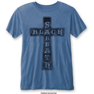 BLACK SABBATH Vintage Cross (Burn Out)/mid-blue, Tシャツ