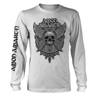 AMON AMARTH Grey Skull (white), ロングTシャツ