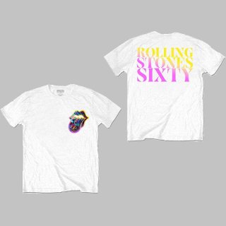 THE ROLLING STONES Sixty Gradient Text Wht, Tシャツ