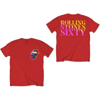THE ROLLING STONES Sixty Gradient Text Red, Tシャツ