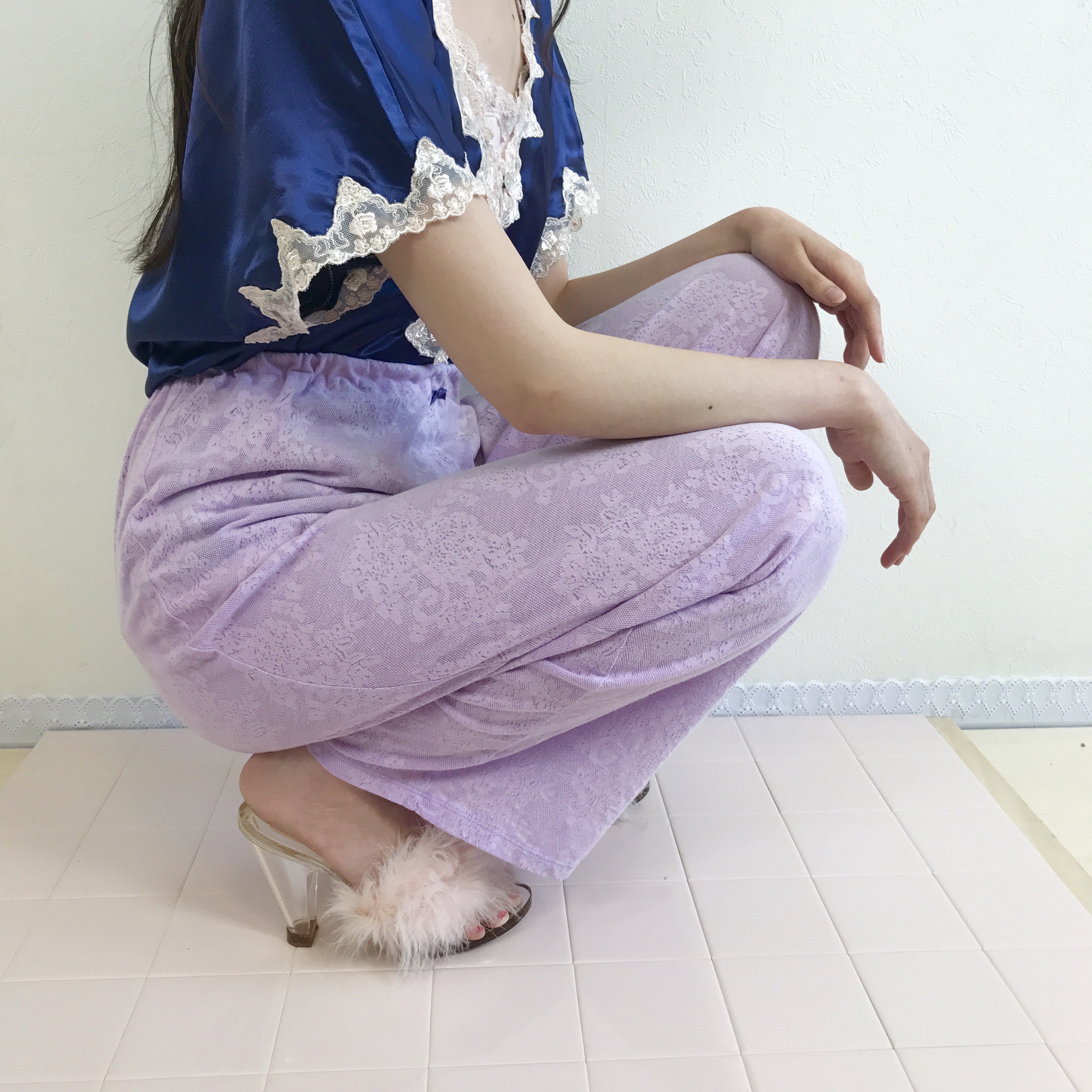 lavender lace easy pants
