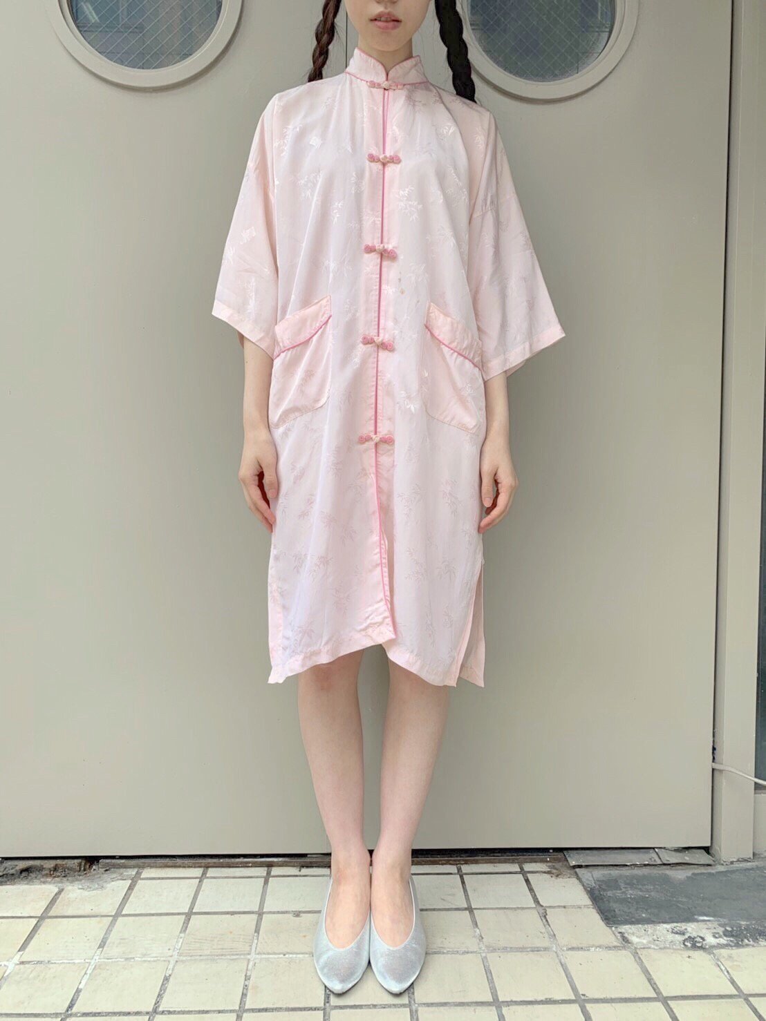china. pink piping gown