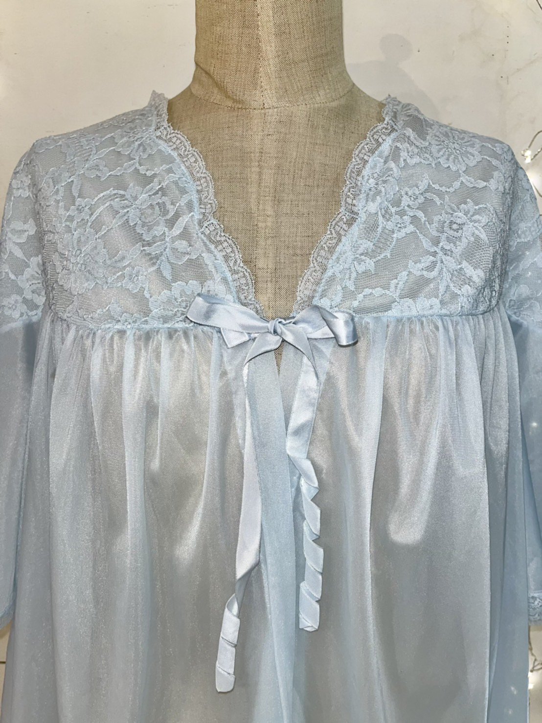 【SALE 30%off】baby blue lace short gown