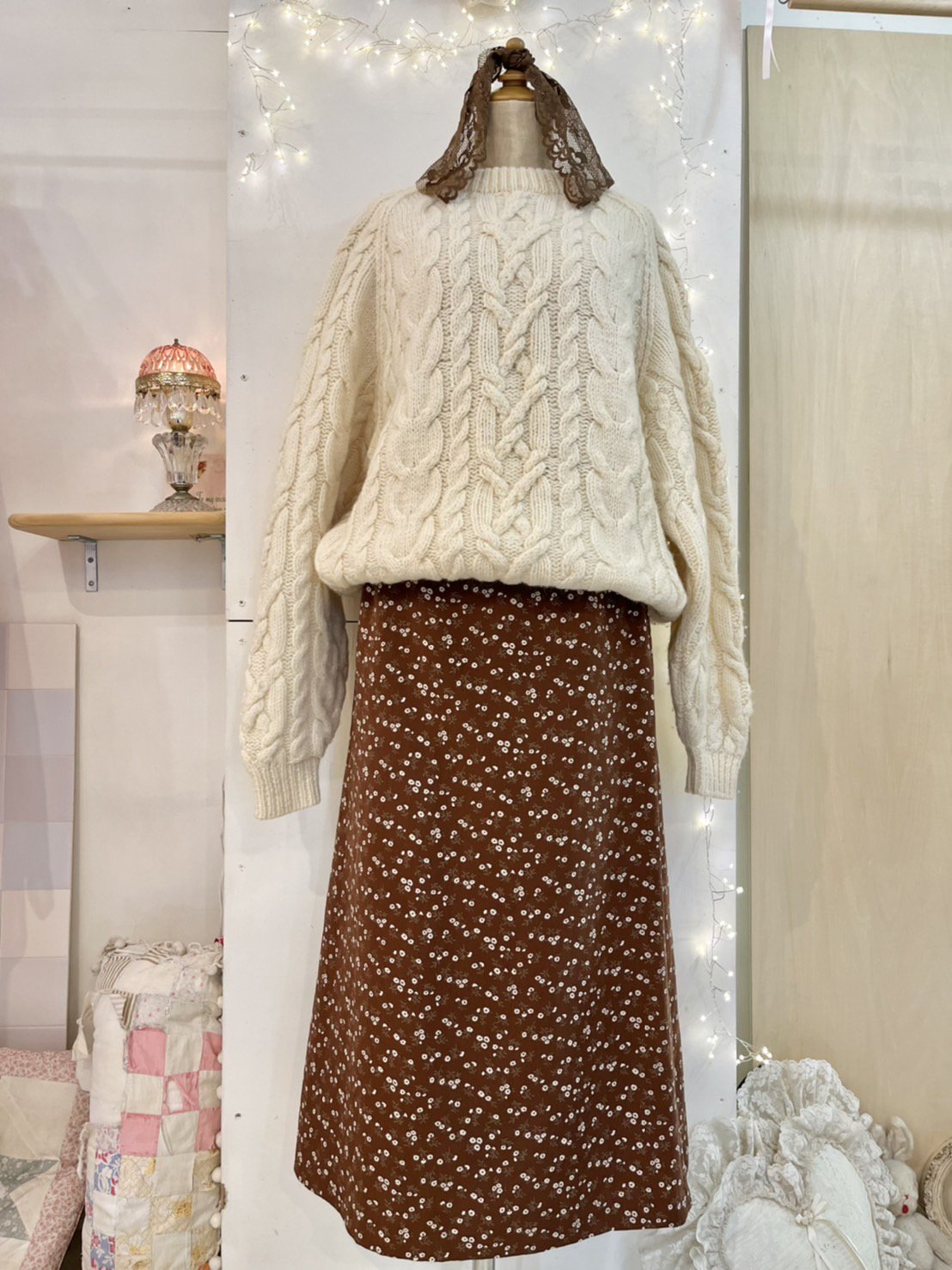 【SALE 30%off】brown flower skirt