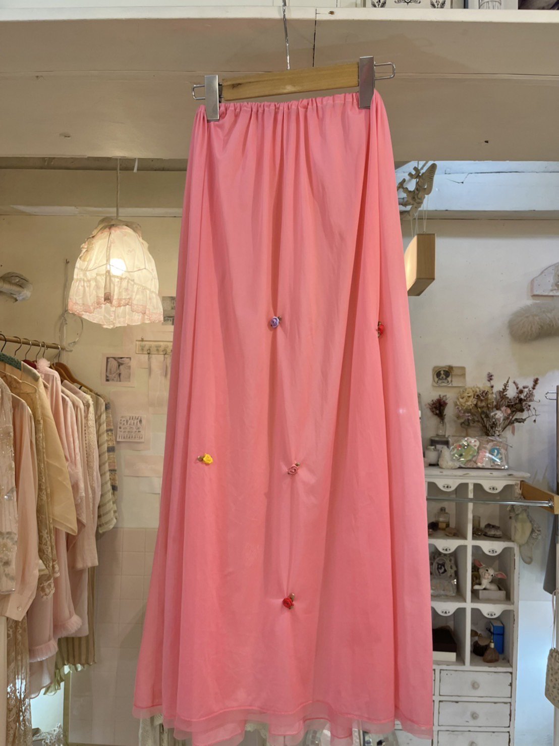 neon pink mini rose skirt
