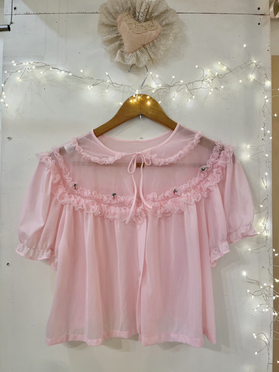 frill pink lingerie gown