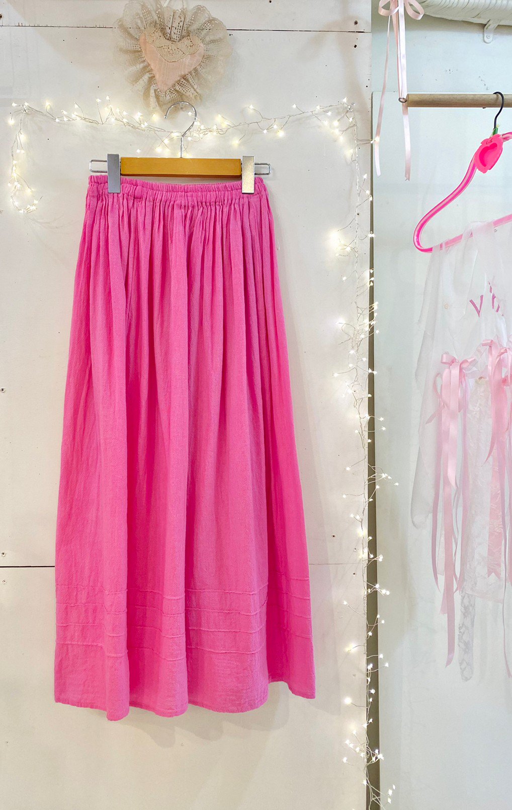 vivid pink skirt