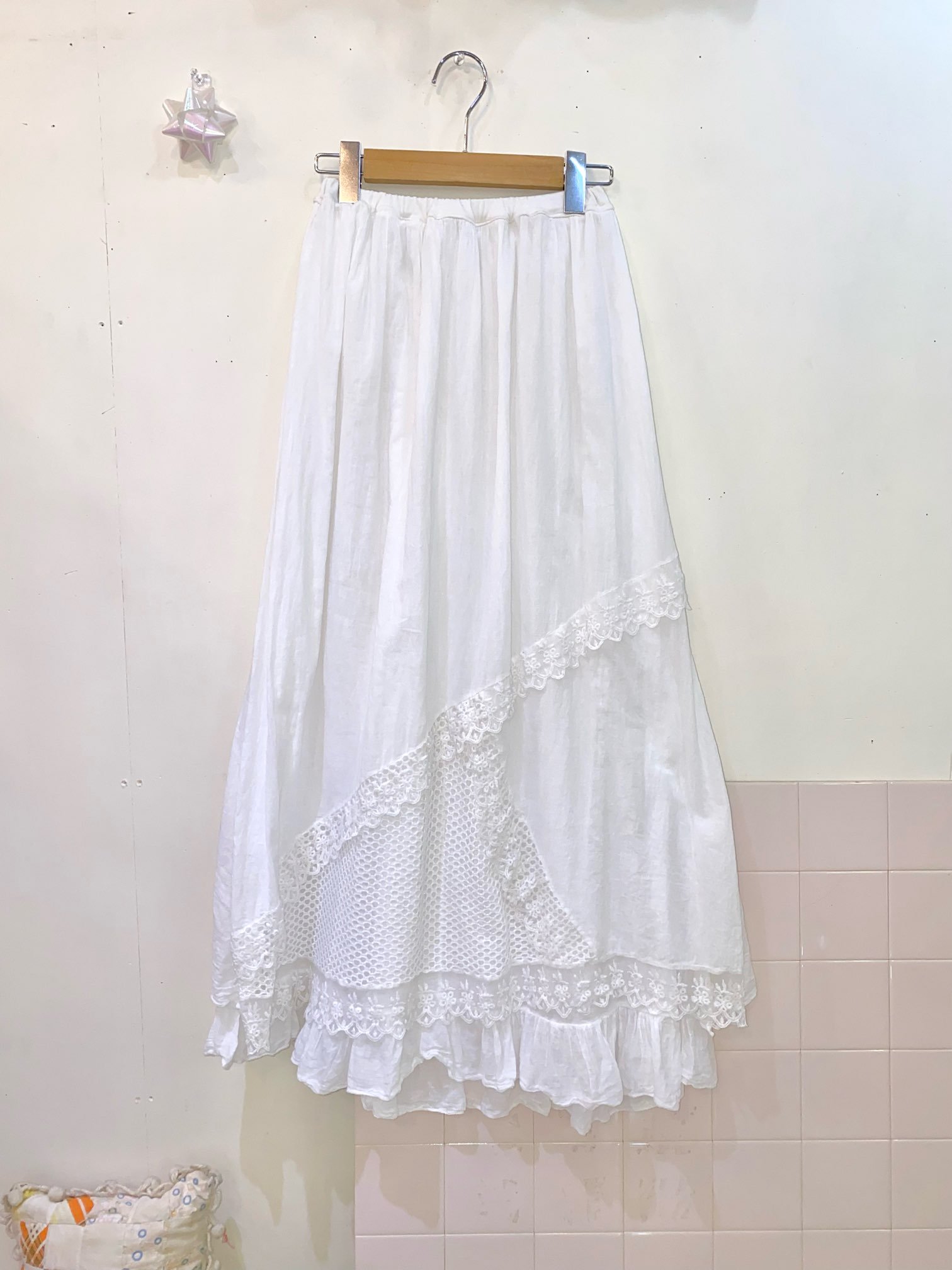 cotton lace long skirt