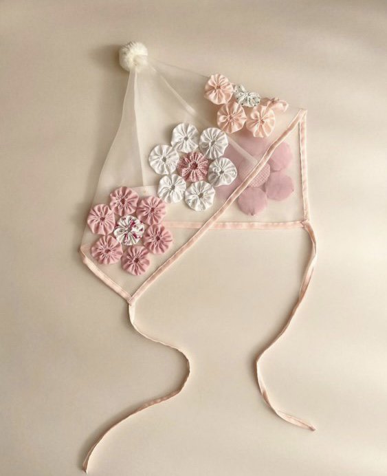 【Anteanny】flower quilt hood (pink)