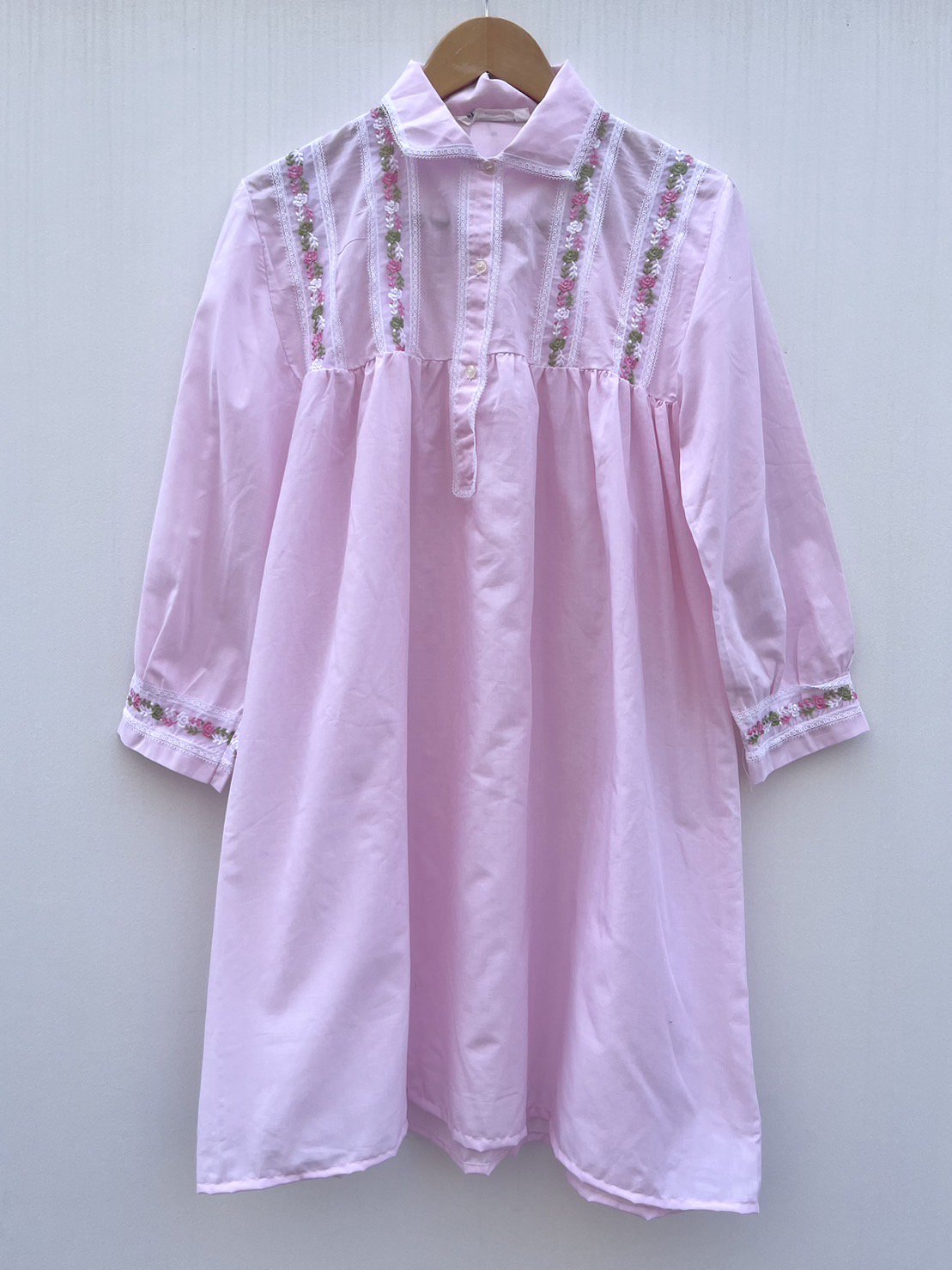 rose embroidery shirt onepiece
