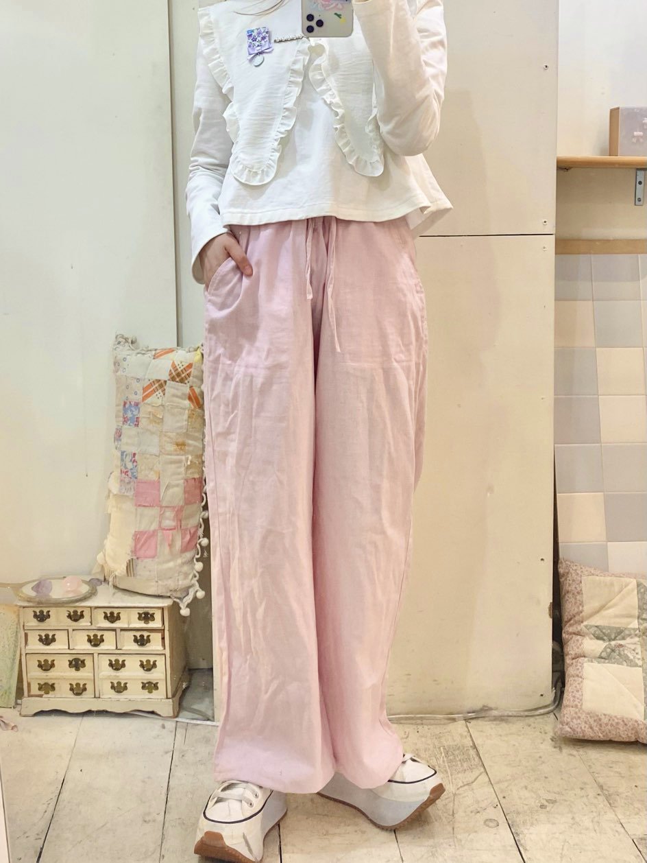 linen light pink pants