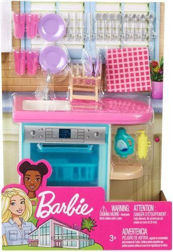 Barbie Indoor Furniture Set with Kitchen Dishwasher