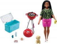 Barbie Mini Playset with Themed Accessories and Pet, BBQ Theme with Scented Grill