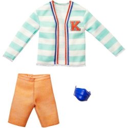 Barbie Fashions Pack: Ken Doll Clothes ・ Striped Sweater for Ken, Long Khaki Shorts &Mask
