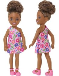 Barbie Chelsea Doll (Brunette) In Flower-Print Dress