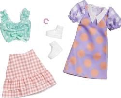 Barbie Fashions 2-Pack, 2 Outfits  Polka Dot Blouse &Gingham Skirt, Polka Dot Dress 