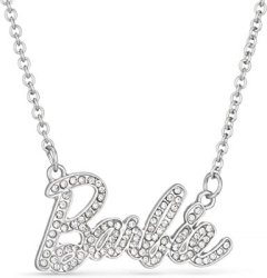 Barbie Crystal Script Logo Necklace(silverϡ