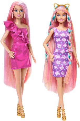 Barbie Doll, Fun & Fancy Hair with Extra-Long Colorful Blonde Hair